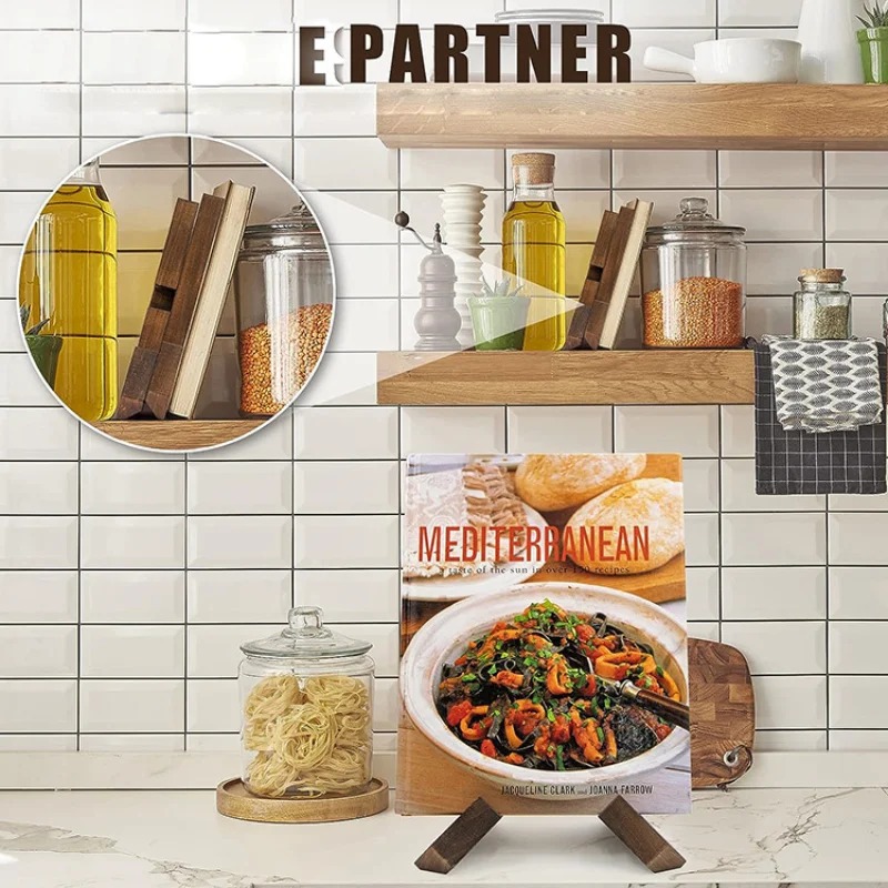 Soporte de madera para libros  - Home Cooking Menu reseña y precio