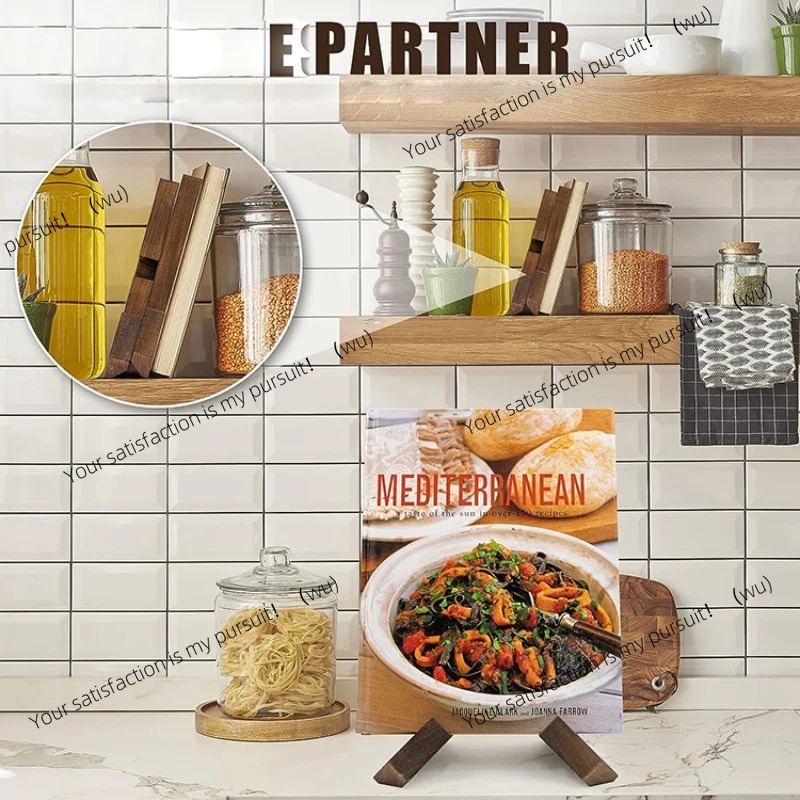 Soporte de madera para libros  - Home Cooking Menu reseña y precio