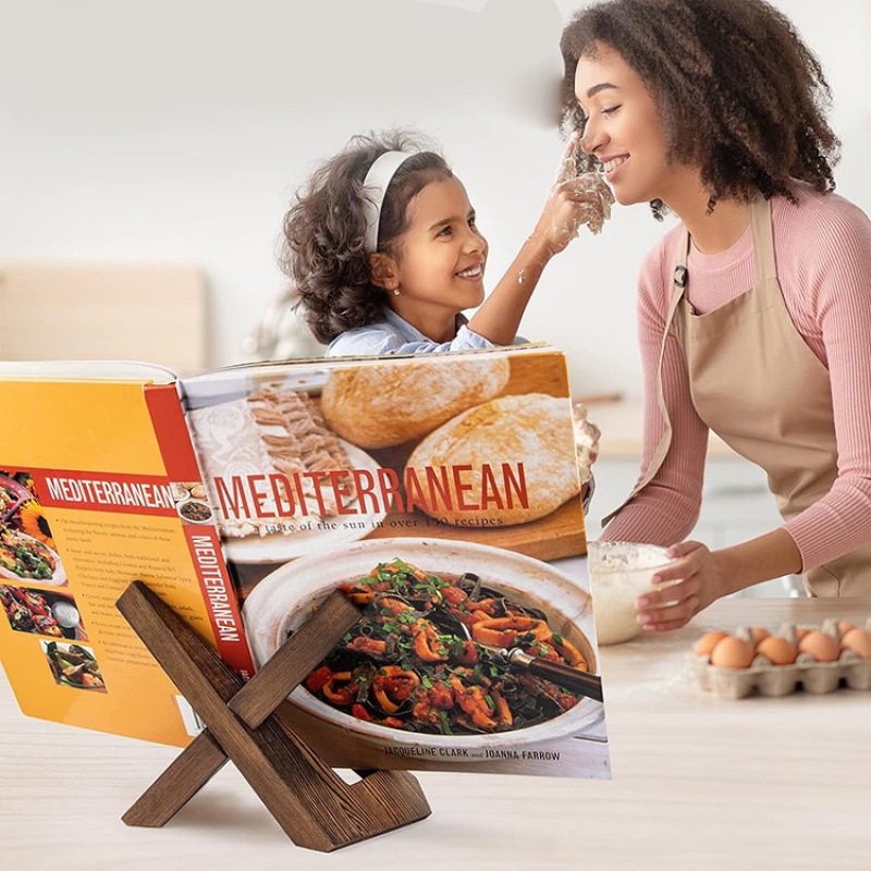 Soporte de madera para libros  - Home Cooking Menu reseña y precio